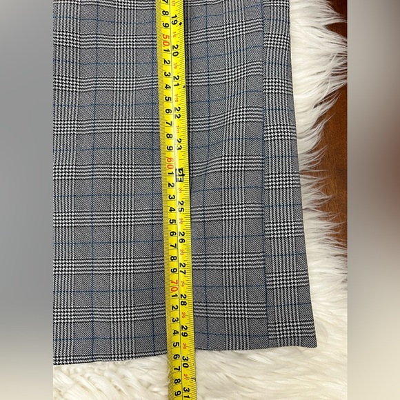 Steve Madden Size XL One Button Plaid Blazer Houndstooth Black White Blue - Picture 14 of 14